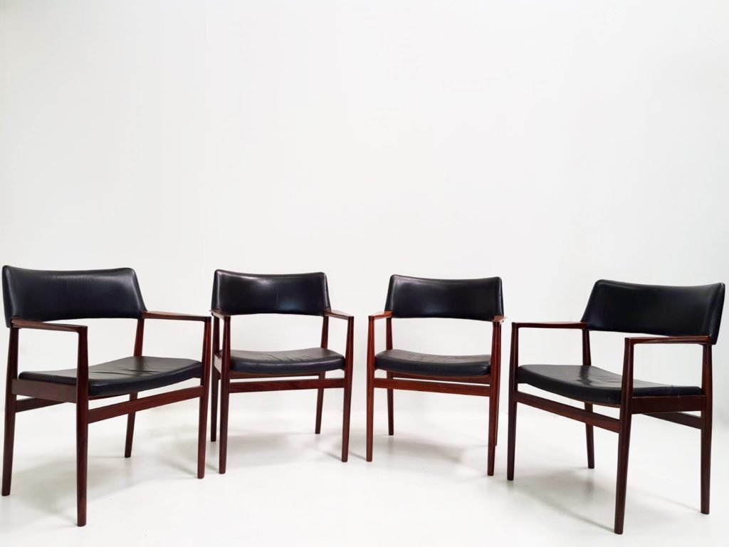 4 Fauteuils scandinave Erik Wørts pour Sorø Stolefabrik palissandre massif - 1960